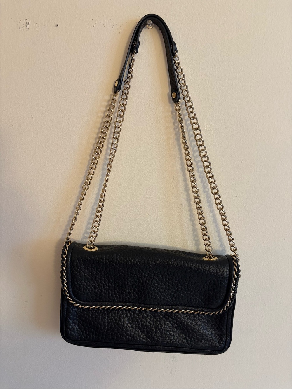 Henri bendel Classic Black Leather Chain-Trim Shoulder Bag - Picture 3 of 12